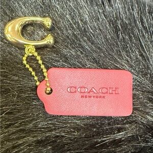COACH “C” Charm Gold Tone Logo AND Leather Bag Tag with ball chain